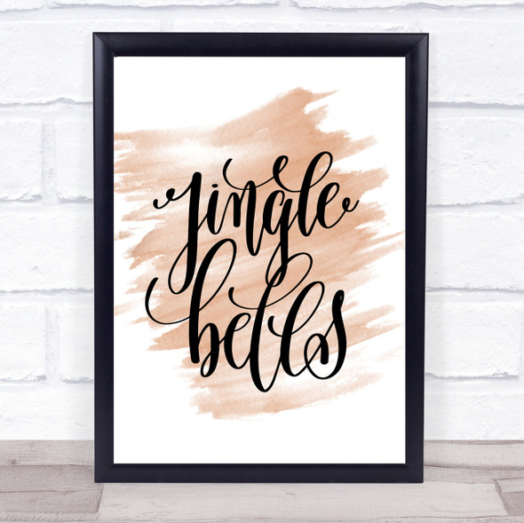 Christmas Jingle Bells Quote Print Watercolour Wall Art