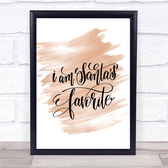 Christmas Santa's Favourite Quote Print Watercolour Wall Art