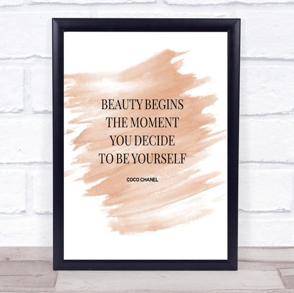 Coco Chanel Be Yourself Quote Print Watercolour Wall Art
