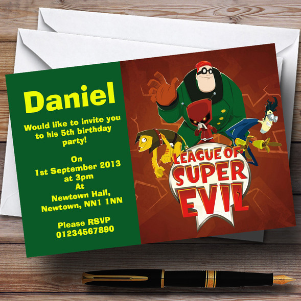 League Of Super Evil Personalised Children's Birthday Party Invitations