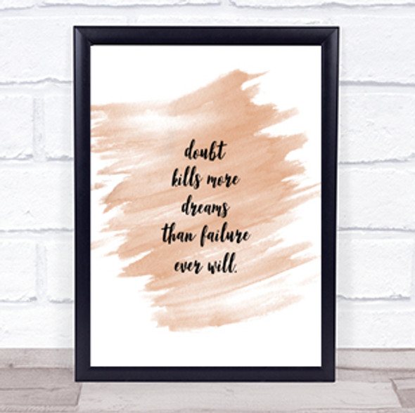 Doubt Kills Dreams Quote Print Watercolour Wall Art