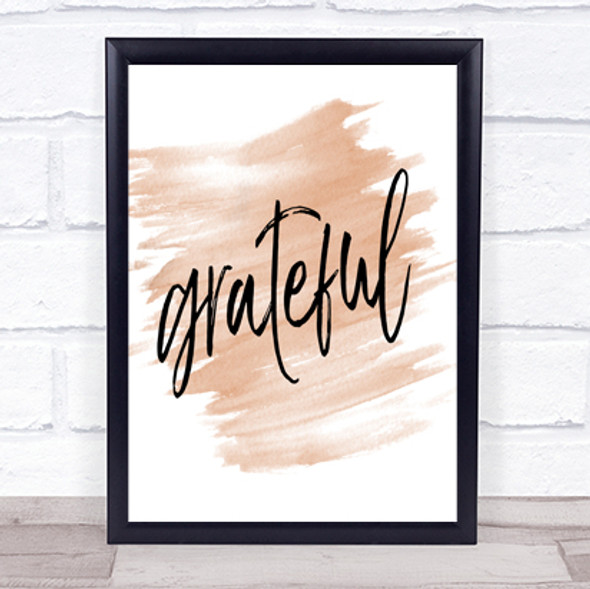 Grateful Quote Print Watercolour Wall Art