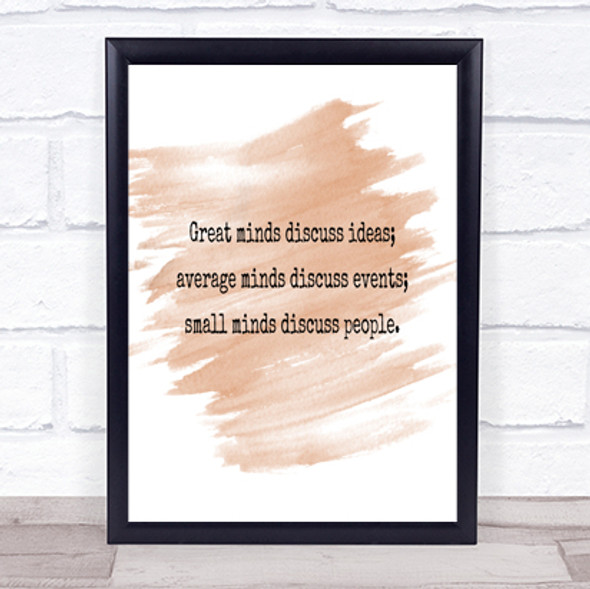 Great Minds Discuss Ideas Quote Print Watercolour Wall Art