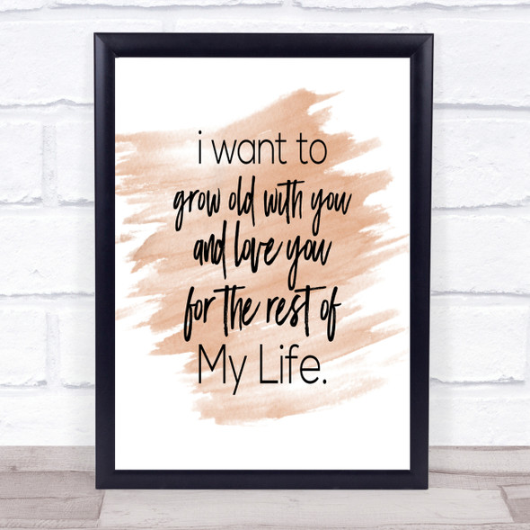 Grow Old Quote Print Watercolour Wall Art