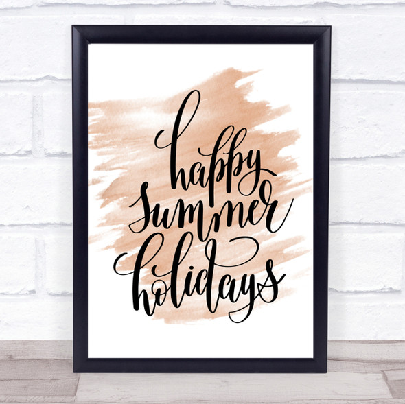 Happy Summer Holidays Quote Print Watercolour Wall Art