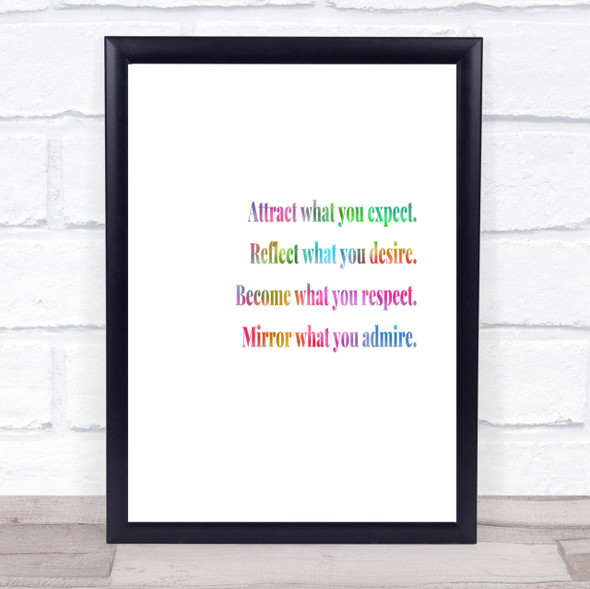 Attract What You Expect Rainbow Quote Print