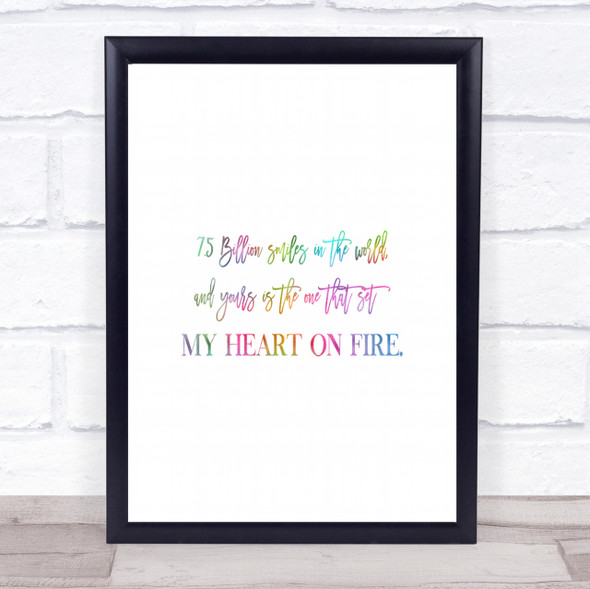Heart On Fire Rainbow Quote Print
