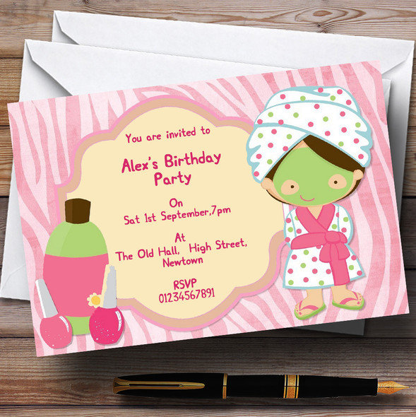 Girls Makeover Nail Spa Day Personalised Birthday Party Invitations
