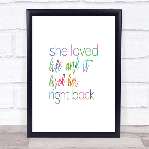 She Loved Life Rainbow Quote Print