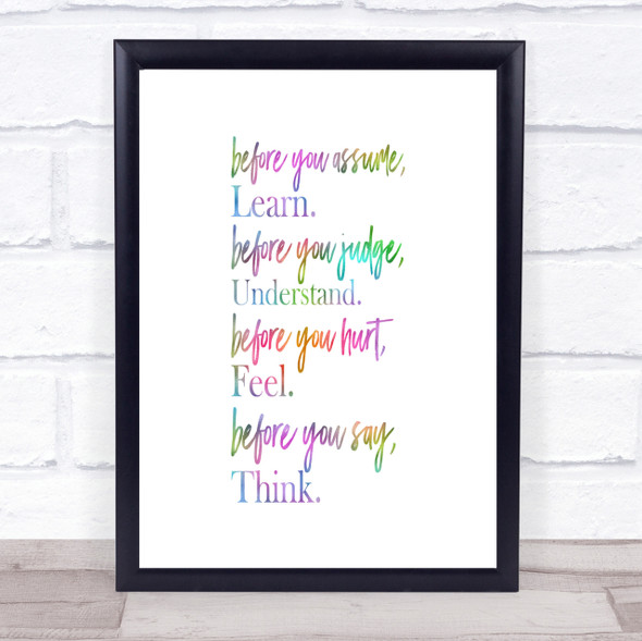 Before You Judge Rainbow Quote Print