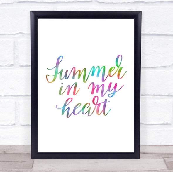 Summer In Heart Rainbow Quote Print