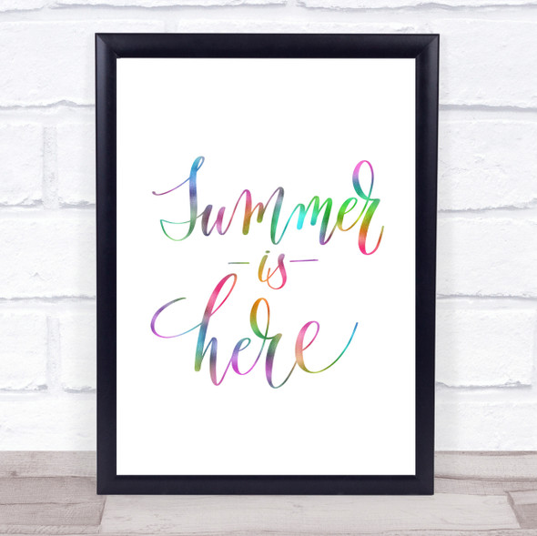 Summer Is Here Rainbow Quote Print