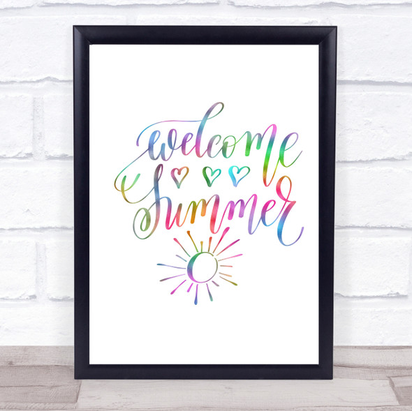 Summer Welcome Rainbow Quote Print