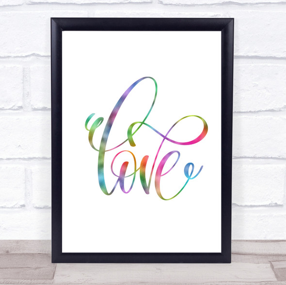 Swirly Love Rainbow Quote Print