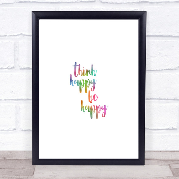 Think Happy Rainbow Quote Print