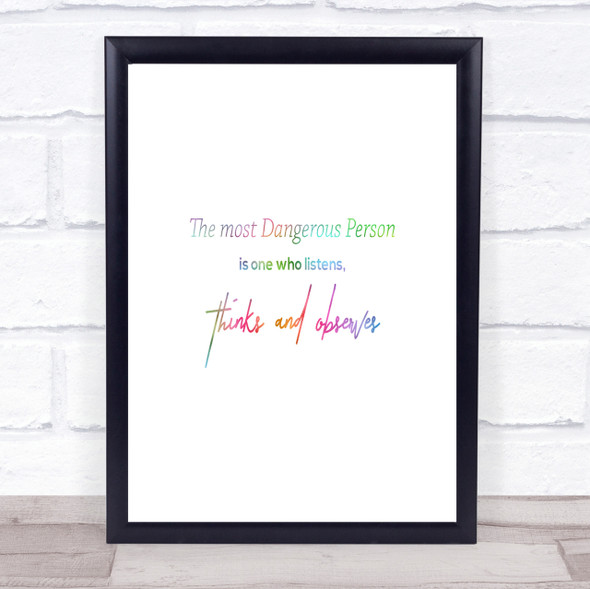 Thinks And Observes Rainbow Quote Print
