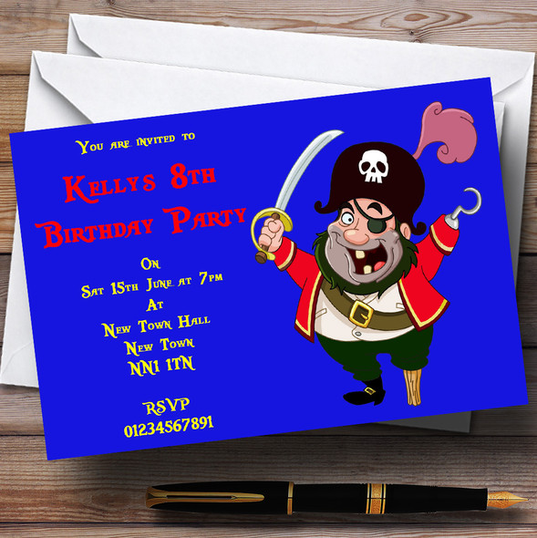 Blue Pirate Personalised Children's Party Invitations