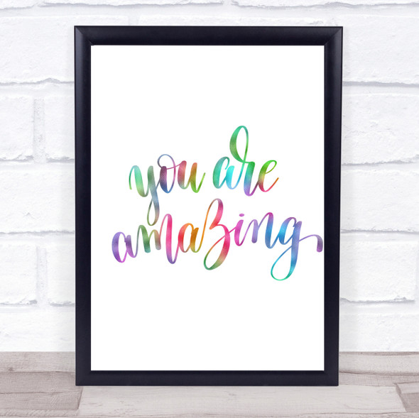 You Are Amazing Swirl Rainbow Quote Print