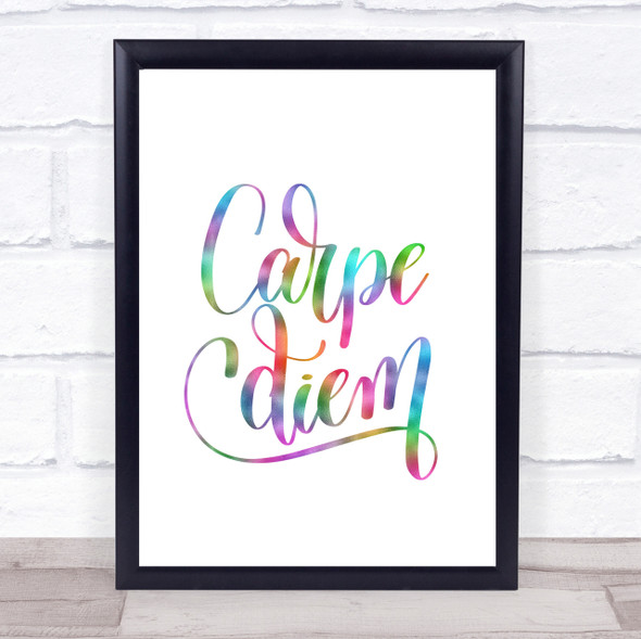 Carpe Diem Swirl Rainbow Quote Print