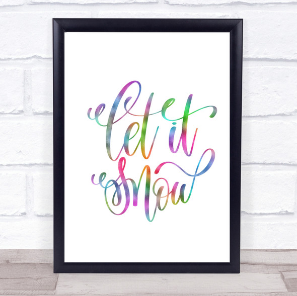 Christmas Let It Snow Rainbow Quote Print