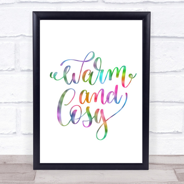 Christmas Warm And Cosy Rainbow Quote Print