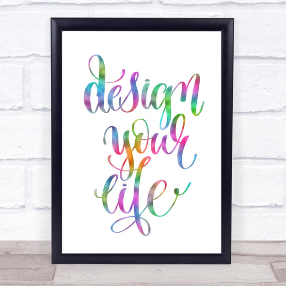 Design Your Life Swirl Rainbow Quote Print
