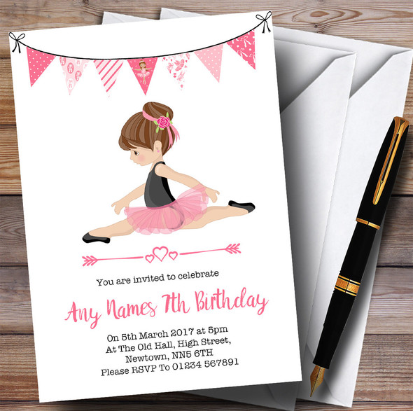 Cute Ballerina Ballet Children's Birthday Party Invitations