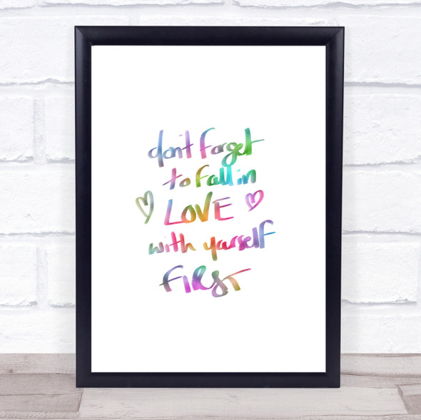 Fall In Love With Yourself Rainbow Quote Print