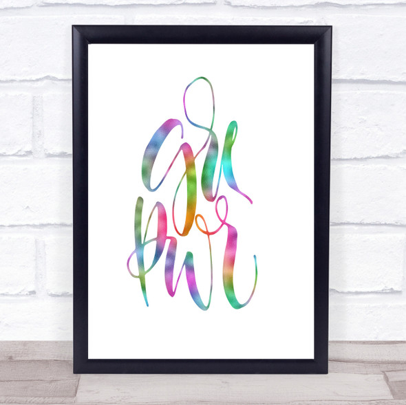 Girl Power Text Rainbow Quote Print