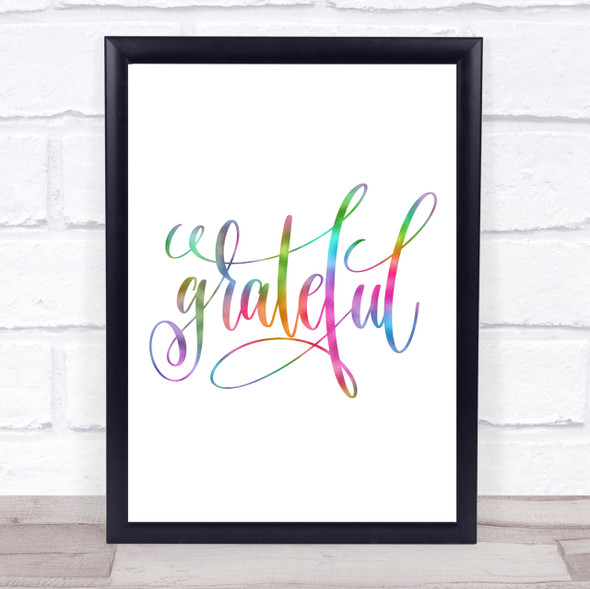 Grateful Swirl Rainbow Quote Print