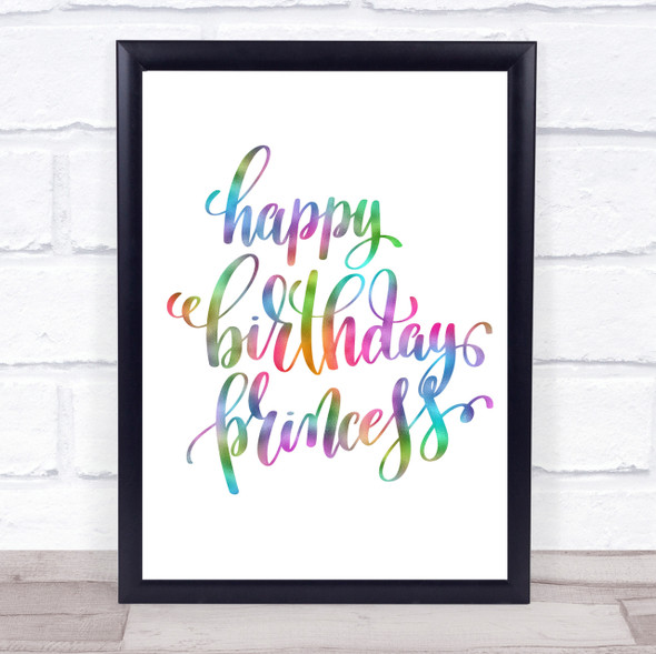 Happy Birthday Princess Rainbow Quote Print