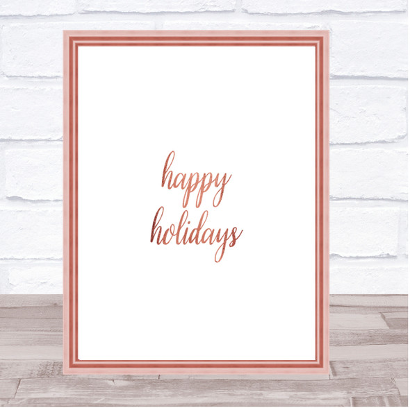 Holidays Quote Print Poster Rose Gold Wall Art