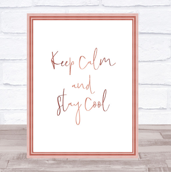 Keep Calm Quote Print Poster Rose Gold Wall Art