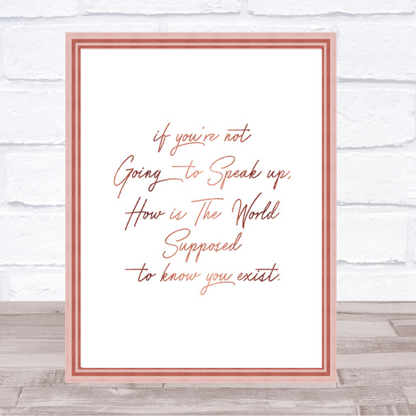 Know You Exist Quote Print Poster Rose Gold Wall Art