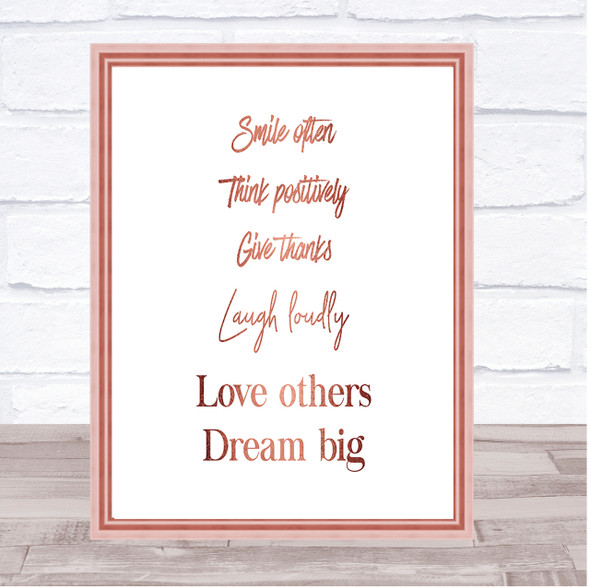 Laugh Loudly Quote Print Poster Rose Gold Wall Art