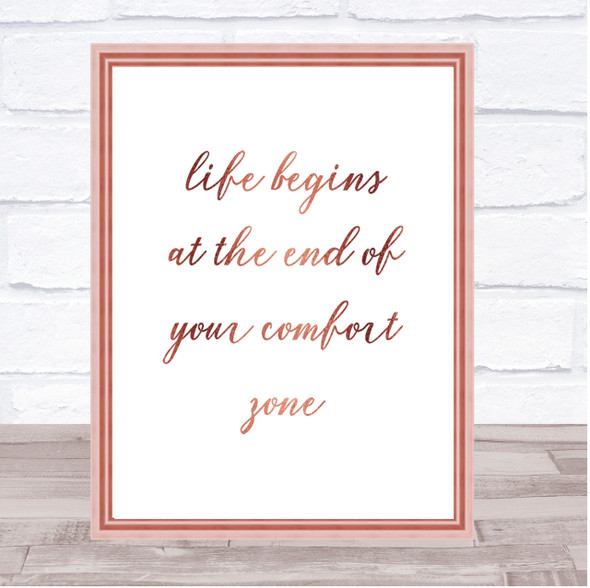 Life Begins Quote Print Poster Rose Gold Wall Art