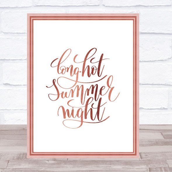 Long Hot Summer Night Quote Print Poster Rose Gold Wall Art