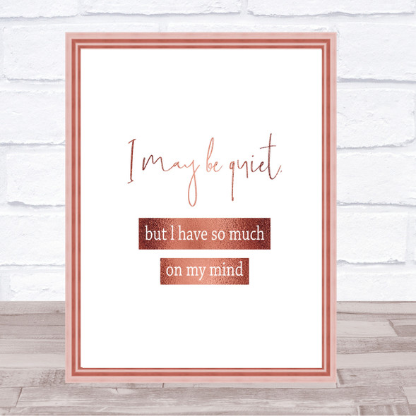 Much On My Mind Quote Print Poster Rose Gold Wall Art
