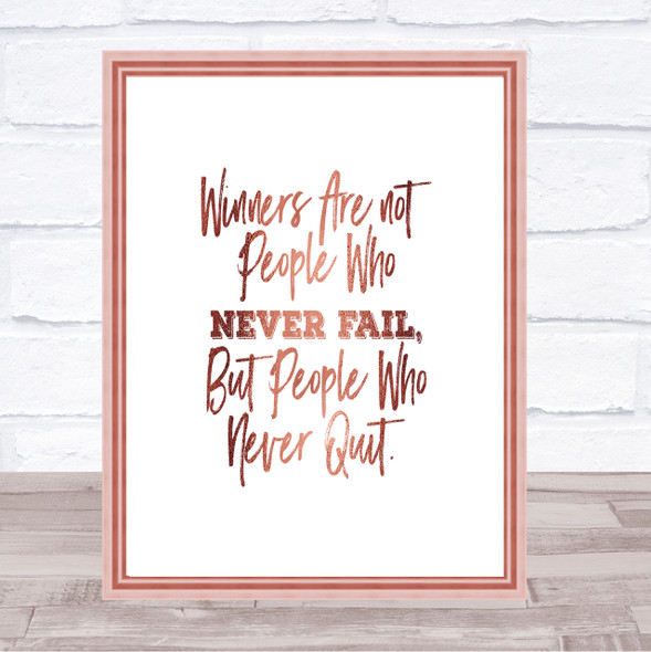 Never Fail Quote Print Poster Rose Gold Wall Art