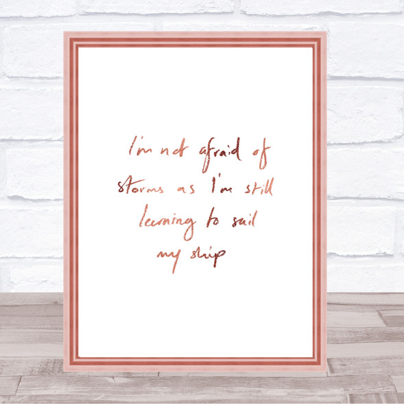 Not Afraid Storms Quote Print Poster Rose Gold Wall Art