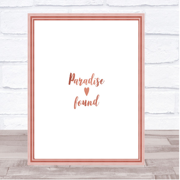 Paradise Quote Print Poster Rose Gold Wall Art