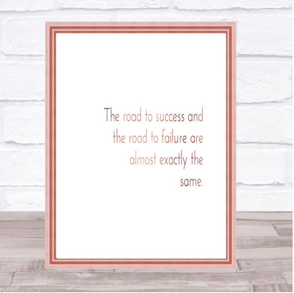 Road To Success Quote Print Poster Rose Gold Wall Art