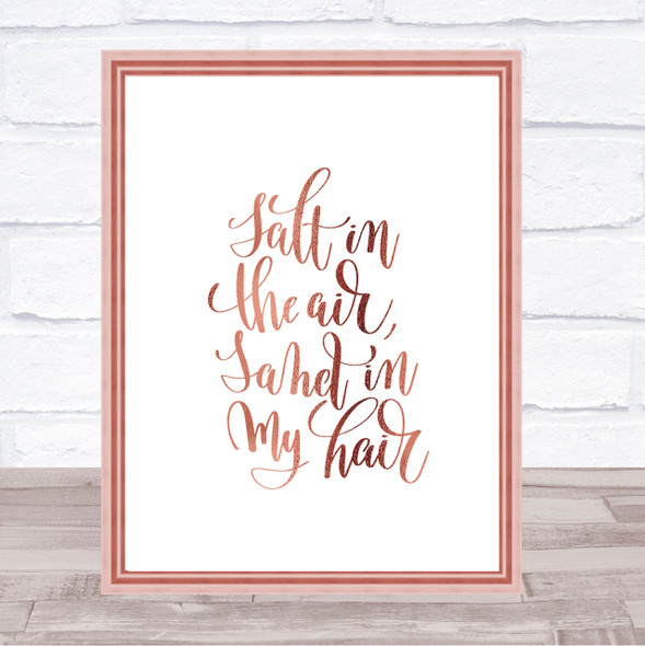 Salt In Air Sand Hair Quote Print Poster Rose Gold Wall Art