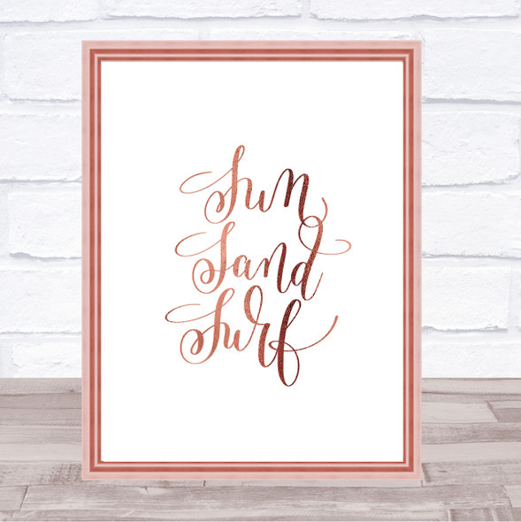 Sand Surf Quote Print Poster Rose Gold Wall Art