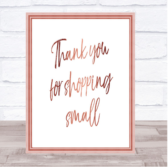 Shopping Small Quote Print Poster Rose Gold Wall Art