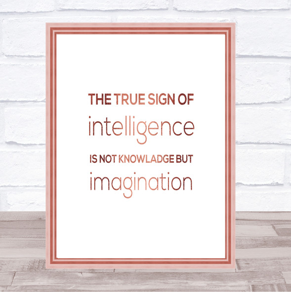 Sign Of Intelligence Quote Print Poster Rose Gold Wall Art