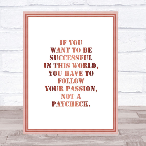 Successful In This World Quote Print Poster Rose Gold Wall Art