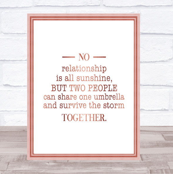 Survive The Storm Quote Print Poster Rose Gold Wall Art