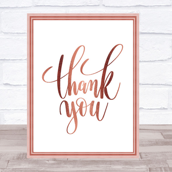 Thankyou Quote Print Poster Rose Gold Wall Art