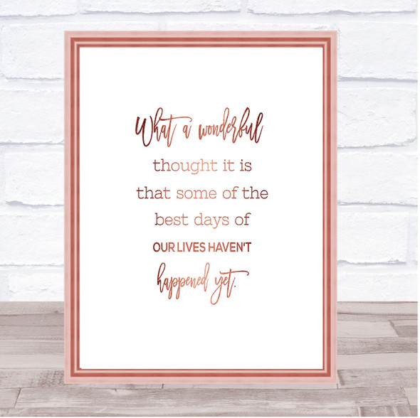 Best Days Quote Print Poster Rose Gold Wall Art